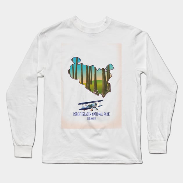 Berchtesgaden national park Germany map Long Sleeve T-Shirt by nickemporium1